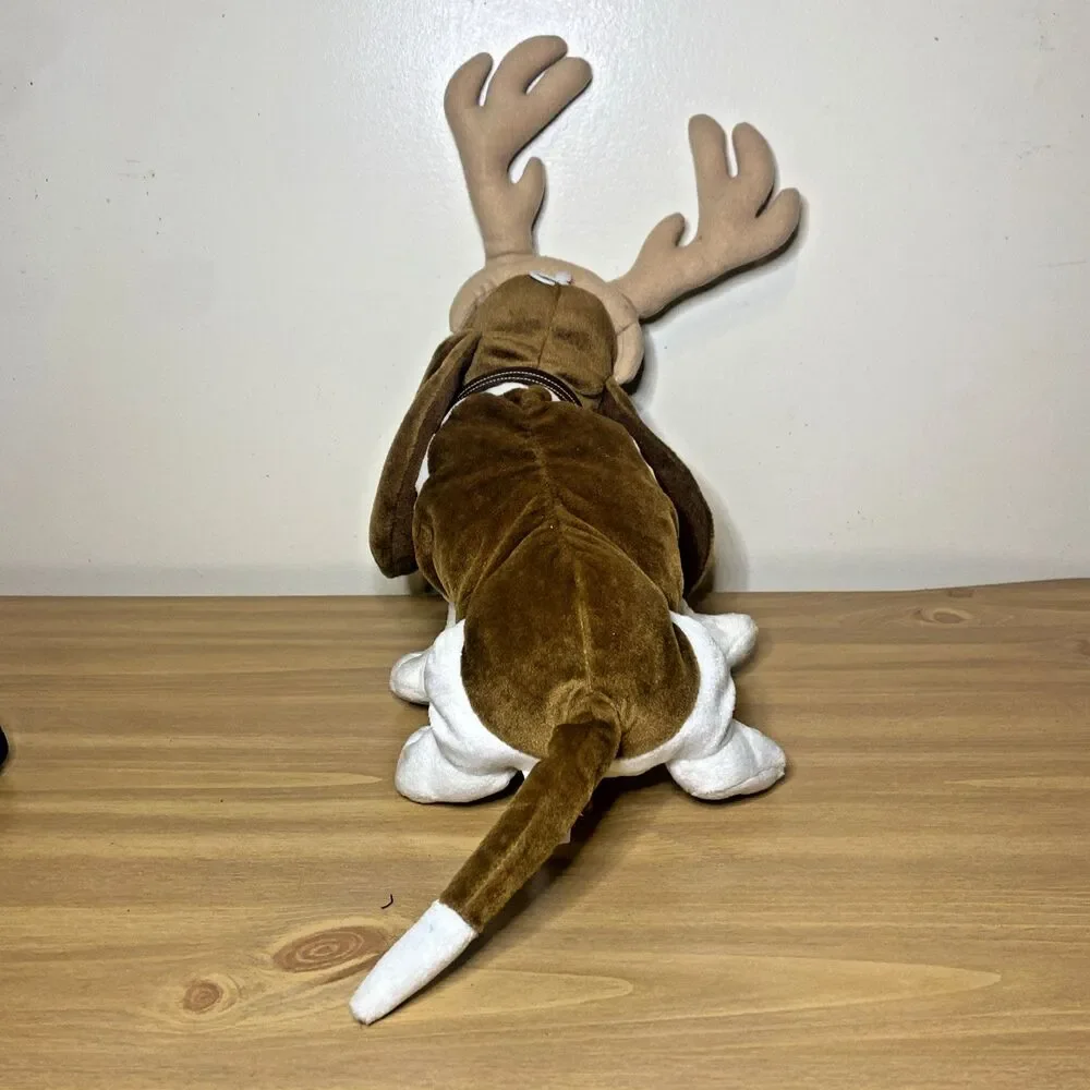 Applause Hush Puppies Holiday Basset Hound Dog Antlers  Bell 14
